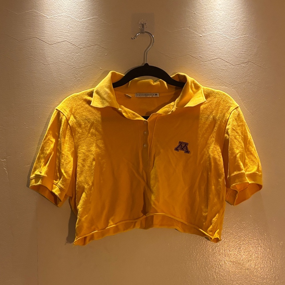 Yellow U of M Cropped Polo Shirt